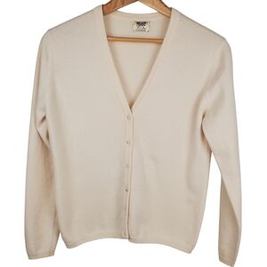 Vntg Cashmere William Lockie Cream Cardigan Sweater. 38"/Men's SM. #223